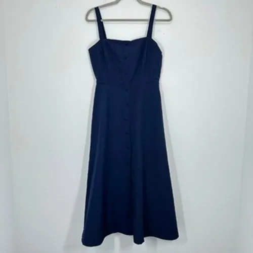Julia Jordan Size‎ 4 Navy Blue Midi Dress Square Neck Sleeveless Feminine Fall - Image 10