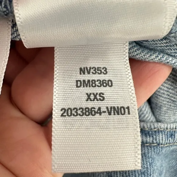 Madewell Scoopneck‎ Denim Shortalls Chambray Blue XXS Button Front Patch Pockets - Image 14