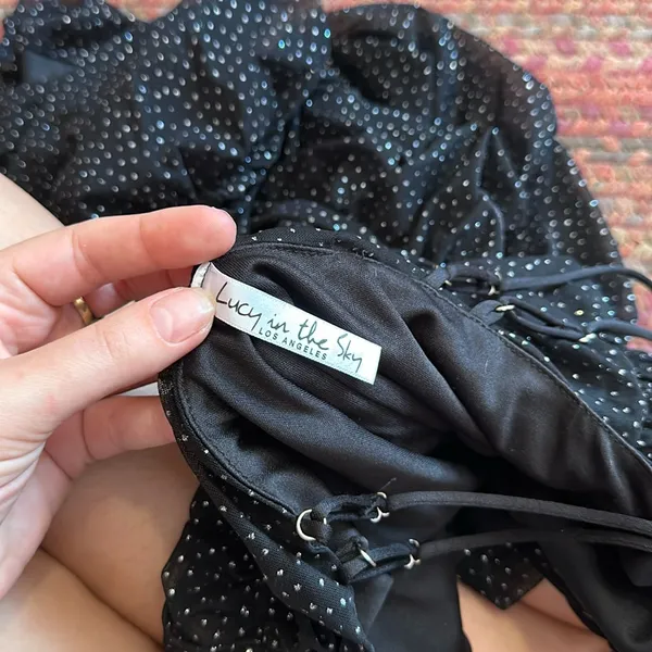 Lucy In The Sky Black Mesh Silver Glitter Party Dress - Image 3
