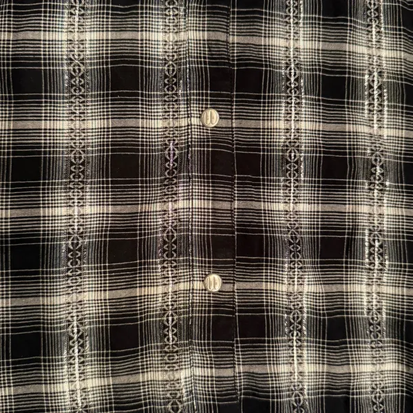 Wrangler Womens Black White Plaid Metallic Western Snap Button‎ Shirt LW4021X S - Image 4
