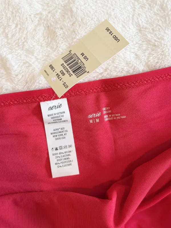 NWT Aerie OG Cheeky Bikini Bottom in Chilly Red - Size: Medium - Image 3