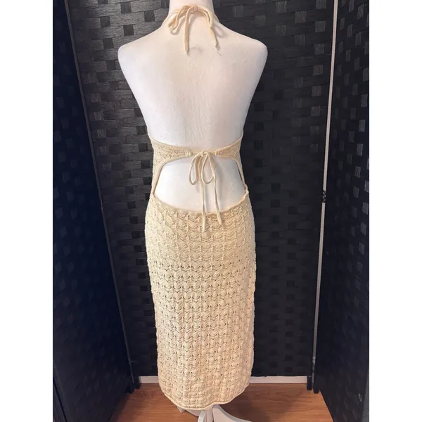 Future Collective Alani Noelle Open Crochet Swim Cover-up Womens‎ L Halter Boho - Image 3