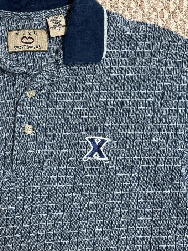 Xavier University Vintage Vesi Sportswear Navy Blue Collegiate Golf Polo - Image 3
