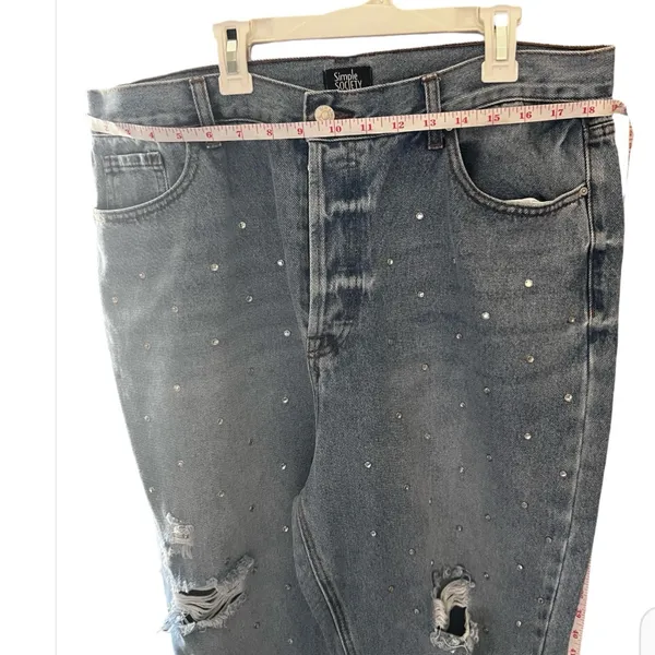 Women's simple society Distressed Studded Jeans - Image 6
