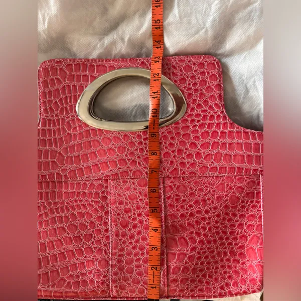 Beijo Pink Patent Leather Crocodile-Embossed Purse Crossbody - Image 10