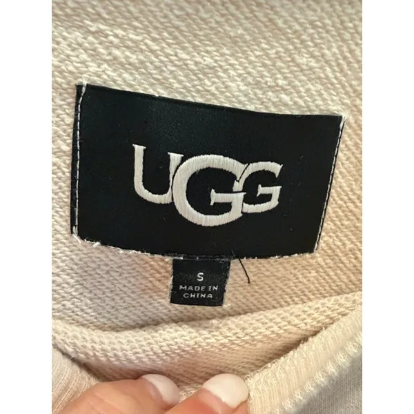 UGG Anisha French Terry Drawstring Waist Pocket Dress Small Cream Beige - Image 11