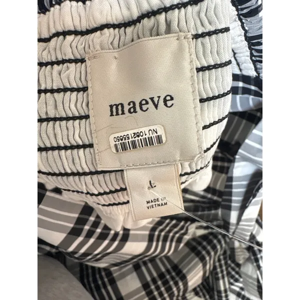 MAEVE Square Neck Tie Strap Midi Dress in Plaid Size Large - Image 7