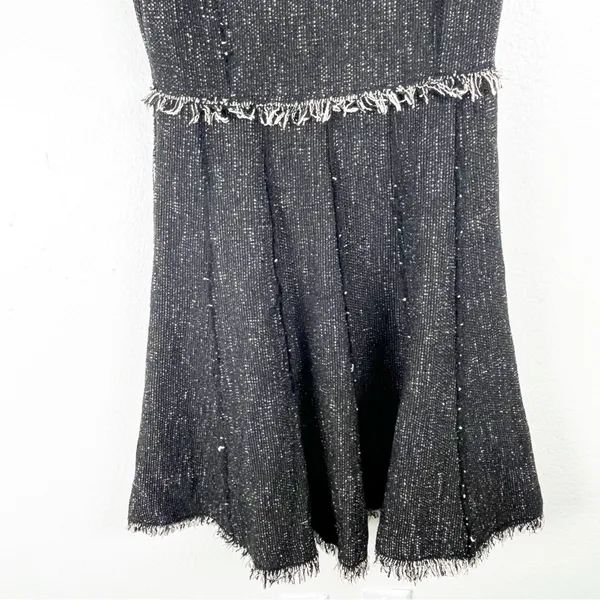 REBECCA TAYLOR Tweed Fringe Trim Short Sleeves Hidden Back Zipper Lined Dress 2 - Image 10