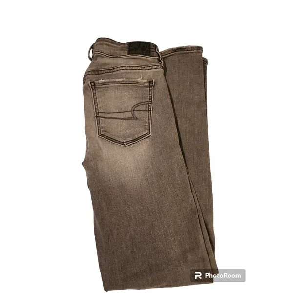 American Eagle Jeggings‎ Gray Wash Distressed Denim Jeans Size 6 - Image 2
