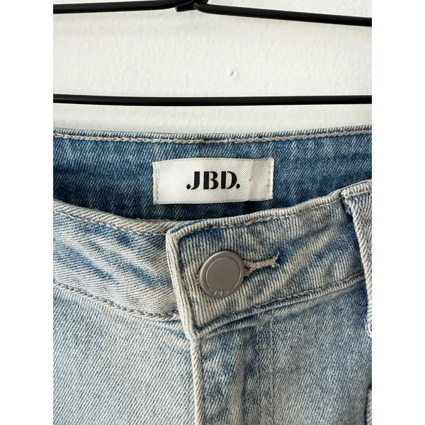 JBD Just Black Denim High Rise Patch Pocket Wide Leg Jeans Light Wash Womens 27 - Image 5