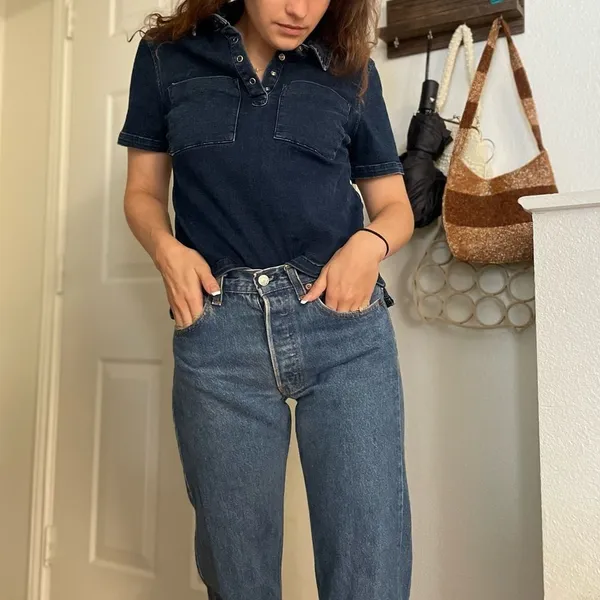 ASOS Denim Polo TShirt  with front pockets size‎ 4 - Image 3