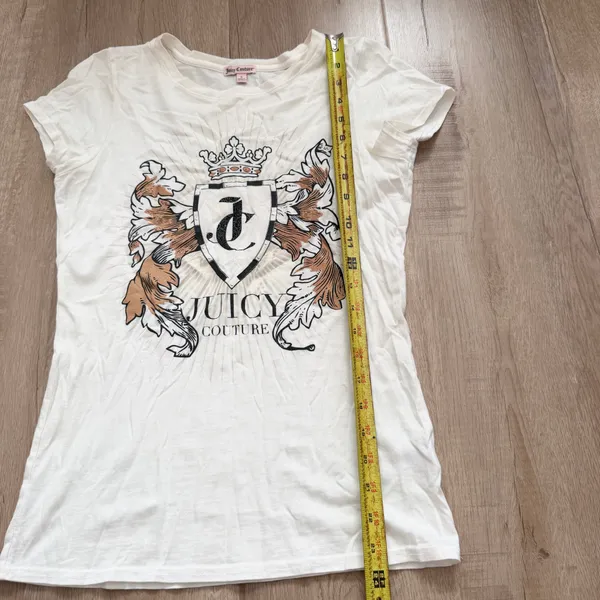 Juicy Couture White Top Crest Logo Tee Shirt Top T Shirt Size S - Image 6