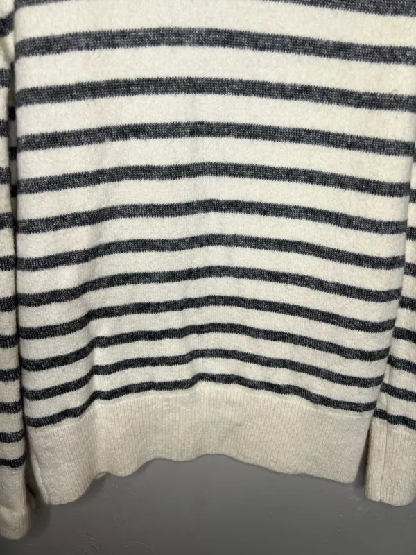 41‎ Hawthorn Roma Textured Cream Gray Striped Wool Alpaca Blend Sweater - Image 4