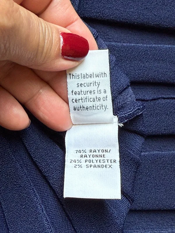 Diane Von Furstenberg Pleated Knee Length Ink Blue Skirt Size L - Image 4