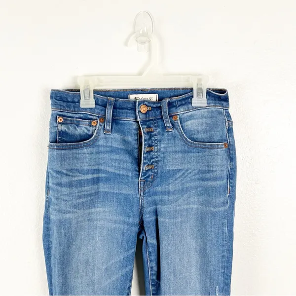 MADEWELL Cali Demi-Boot Button Fly Flare Leg Ripped Denim Jeans 25 Preppy Casual - Image 13