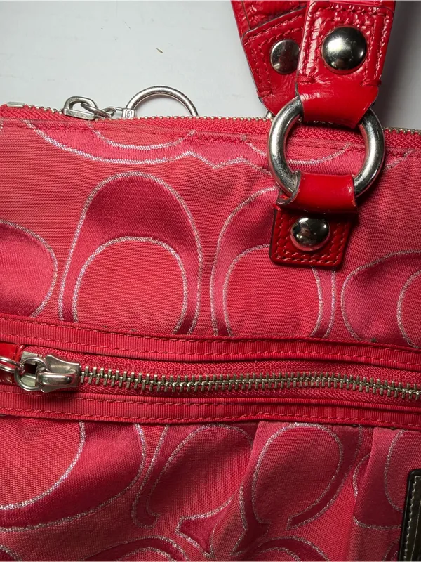 Coach Poppy Ruby Pink Signature C Canvas Tote (Style No. 15389) - Image 5