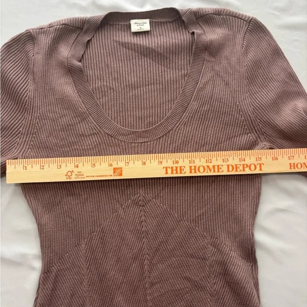 Abercrombie‎ & Fitch Ribbed Long Sleeve Scoop Neck Bodysuit Taupe Brown XL - Image 8
