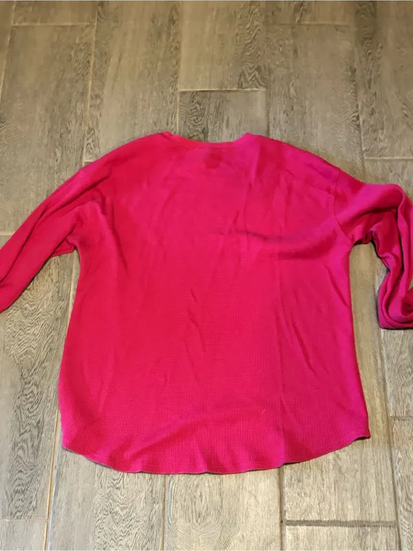 Time and Tru Bright Pink Long Sleeve Waffle Knit Top- size xl - Image 10
