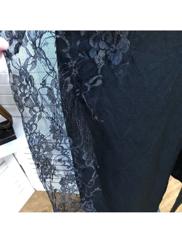 Vintage 90s Maxi Dress Black Lace whimsigoth dark fairy Ren fair Vamp Witchy M - Image 10
