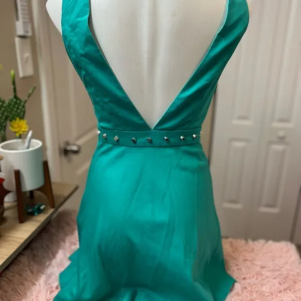 Speechless Teal Studded Open Back A-Line Dress Women’s Size Small Formal Party - Image 3