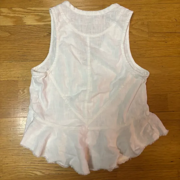 Free People Laruso Linen Preppy Pocket Resortwear Coastal Beach Vacation Vest S - Image 4