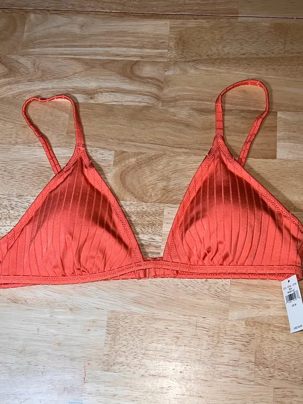 Medium Aerie Women's Ribbed Crossover Triangle Bikini Top BNWTS - Image 2