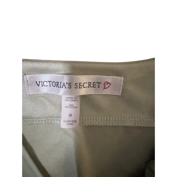 Y2K Victorias Secret‎ Satin Slip Dress M Sage Lingerie Chemise Spaghetti Strap - Image 4