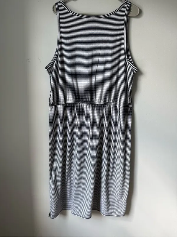 GAP Navy Blue White Striped Sleeveless Dress MIDI Dress Buttons Soft Size XXL - Image 6