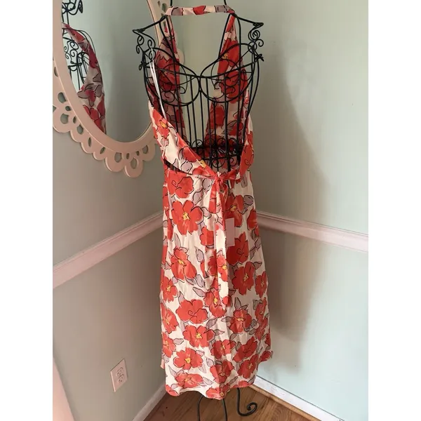 HELLO MOLLY 6 Halter Rose Floral Midi‎ Dress Florty Feminine Tea Garden - Image 3