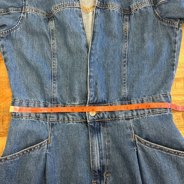 We The Free People Marla Trouser Coveralls Denim Jumpsuit M Utility Western Blue - Image 15