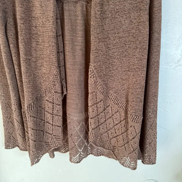 Willi Smith Brown Knit Cardigan SweaterCrochet‎ Size S Boho Western Festival - Image 3