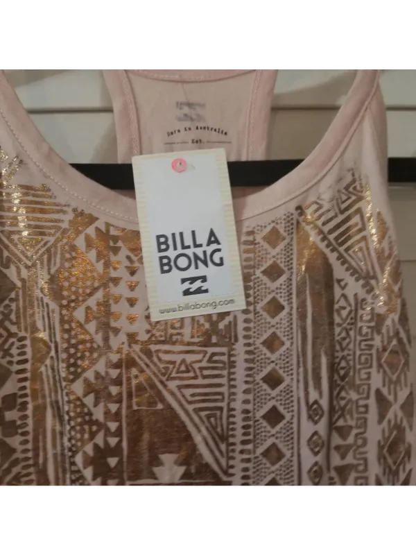 Billabong Womens Gold Tribal Print Pink Tank Top Size S - Image 4