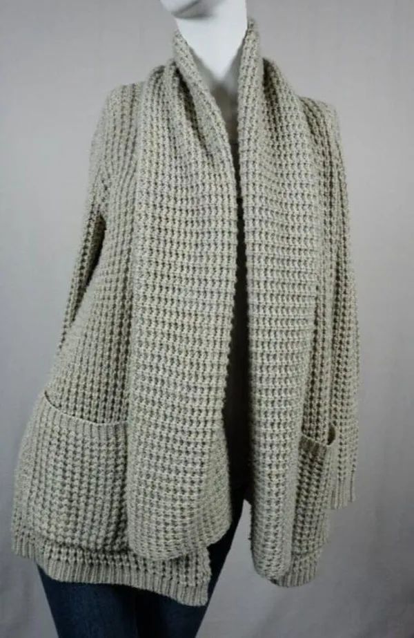 Womens Urban Outfitters byCORPUS Gray Knit Open Drape Cardigan Size M - Image 2