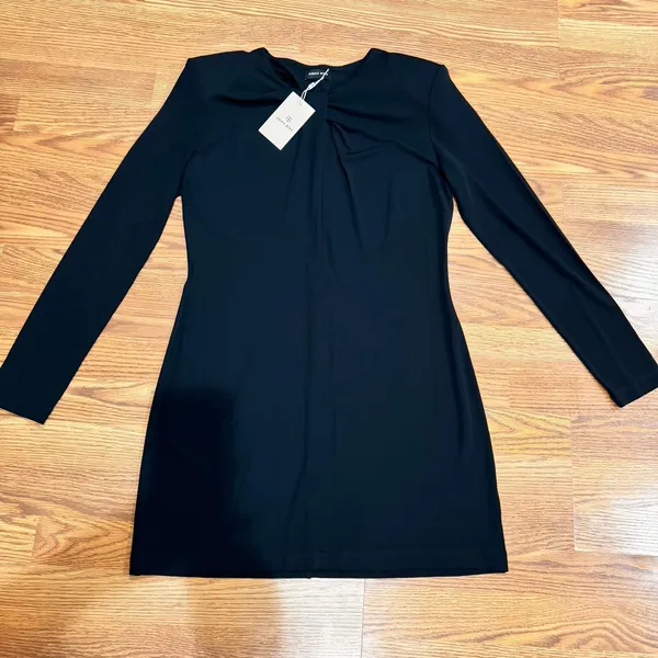 Anine Bing Amaya Black Keyhole Mini Dress Long Sleeve Women’s L - Image 10