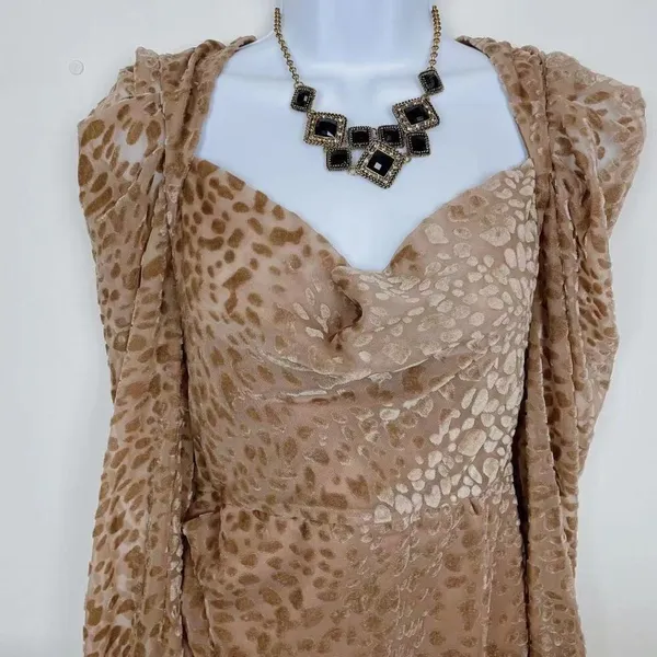Bellevue Talia Long Sleeve Animal Print Cowl Mini Dress Cocktail Wedding Guest - Image 3