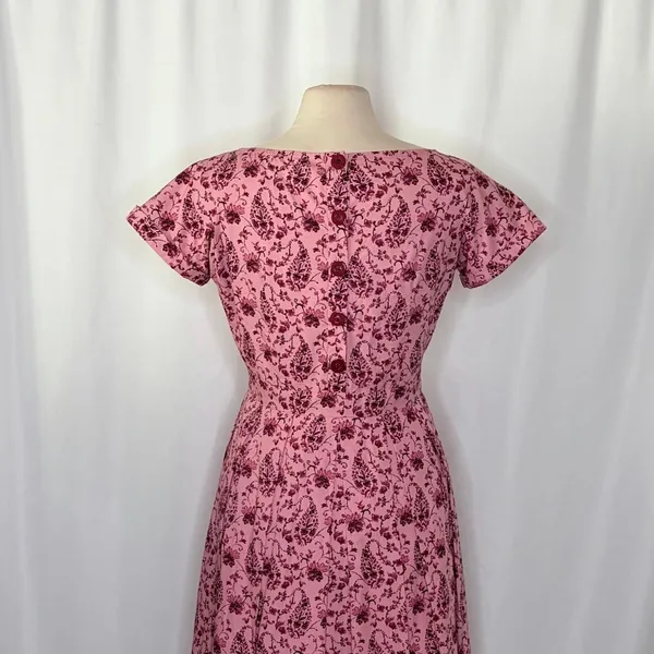 GAL MEETS GLAM Hallie Dress Paisley Floral Pink Purple Box Pleats Pockets Size 8 - Image 10
