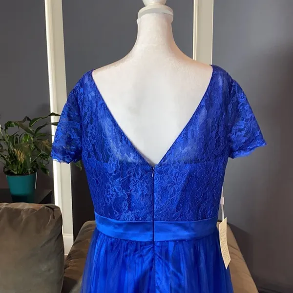 Women’s Short Sleeve Full Length Lace & Tulle Bridesmaid Party Dress Size XL NWT - Image 5