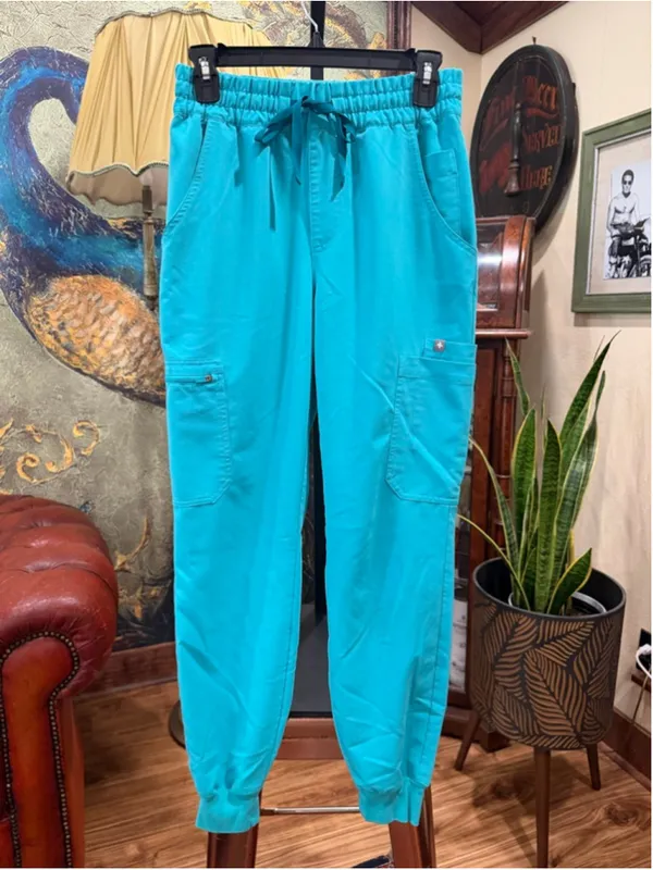 FIGS Technical Collection Scrub Pants Womens XS Seafoam Teal Green Jogger Cargo - Image 3