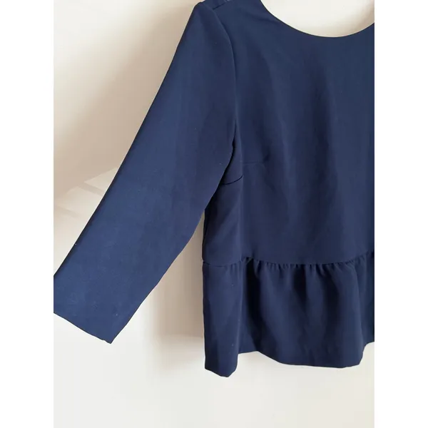 Sezane Louisie Blouse Size 36 US 4 Navy Lace Trim‎ - Image 9