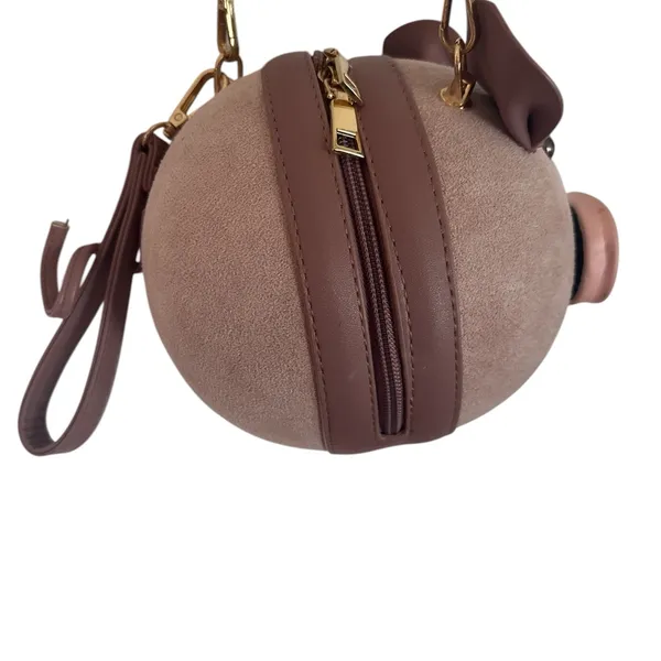 Pink Mauve PU Suede Pig Shoulder Wrist Hand Bag Cosmetic Handbag Purse - Image 4