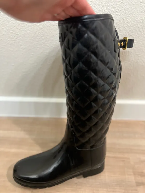 Black Quilted Hunter Rain Boots - Image 11