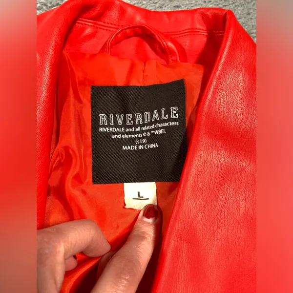 Riverdale south side serpents cherry faux leather Moto jacket large - Image 2