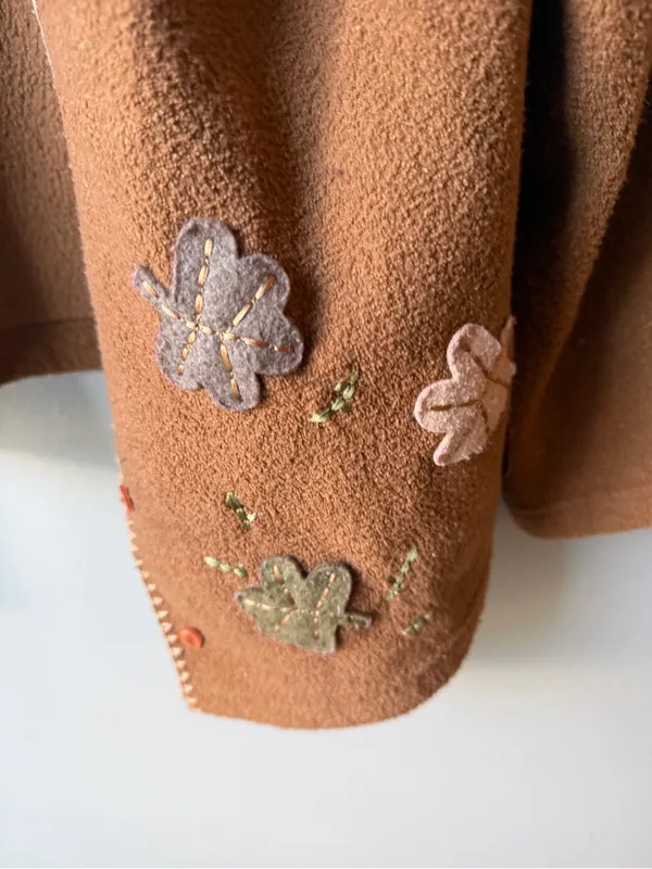 Floral Appliqué Open Front Cardigan Women’s XL - Image 3