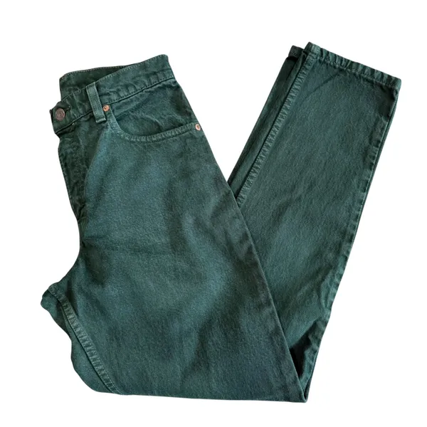 Vintage 90s Levis 550 Relaxed Fit Tapered Leg Green Jeans USA Made 5S High Waist - Image 8