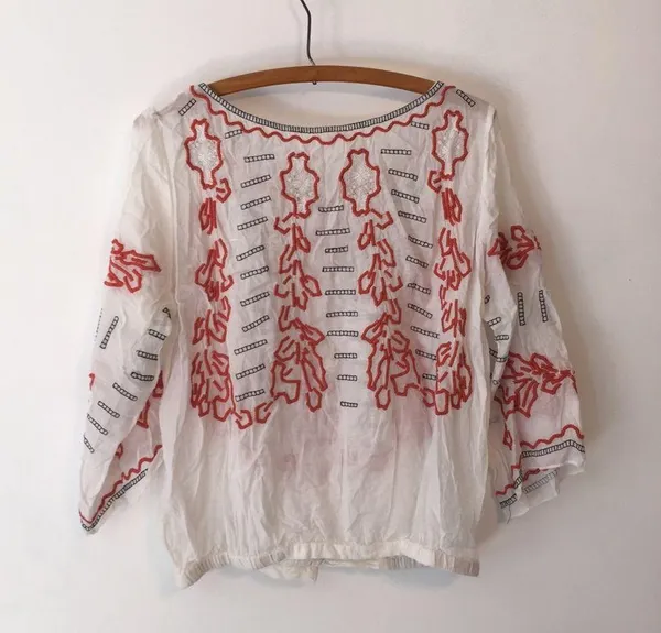 Free People Embroidered Peasant Top Elastic Waist - Image 3