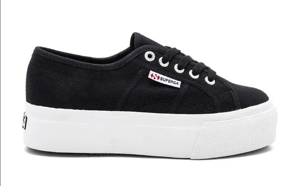 Superga 2790 Platform Low Top Black & White Sneakers - Image 2