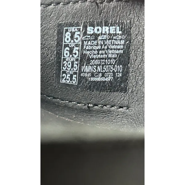 Sorel Ella III Slingback Sandals 8.5 Black Snake‎ Print Leather Buckle NIB - Image 6