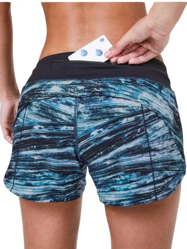 Lululemon Speed Up Short Long 4" Shorelines Multi Blue Black Size 4 - Image 11