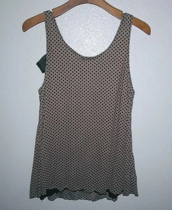 Julies Closet Maternity L Taupe Dot Bow Tank Top - Image 2
