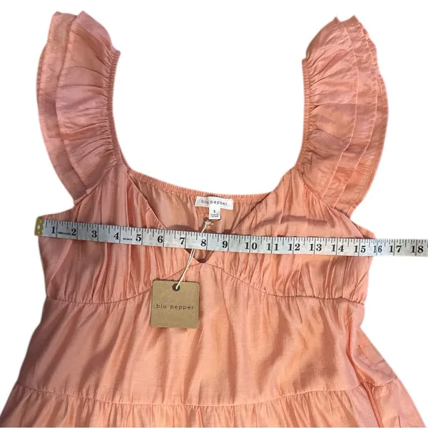 Blu Pepper Peach Tiered Ruffle Sleeve Dress Women’s Size S – Boho Summer Casual - Image 5
